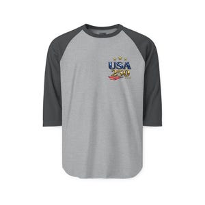 USA 250 Anniversary logo Raglan Shirt | American flag stars stripes image 5
