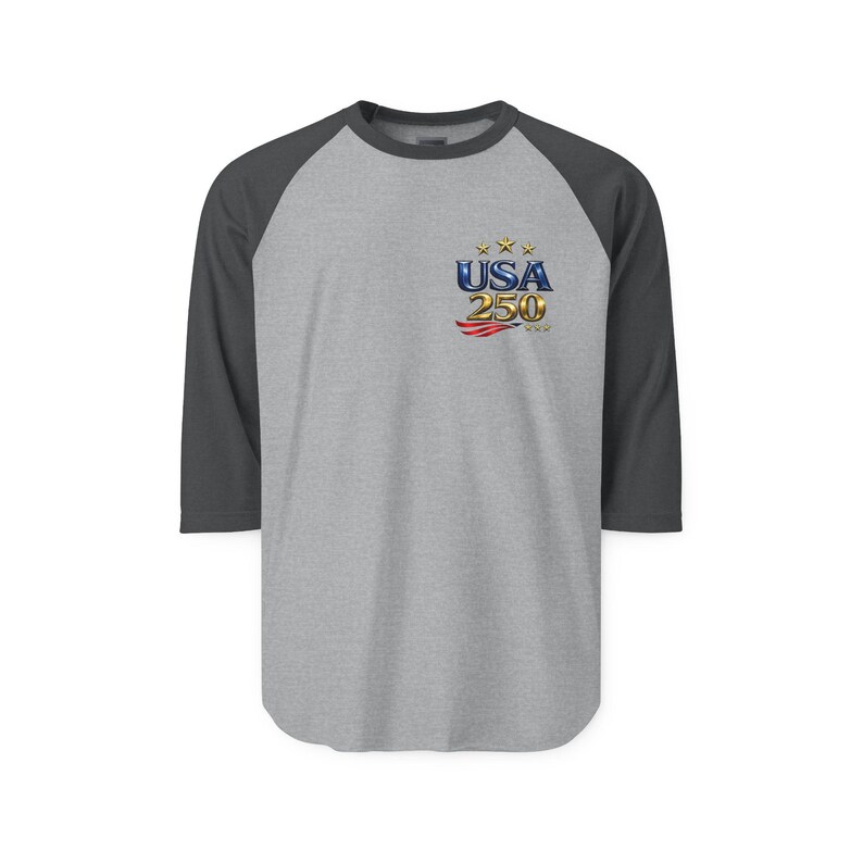 USA 250 Anniversary logo Raglan Shirt | American flag stars stripes image 5