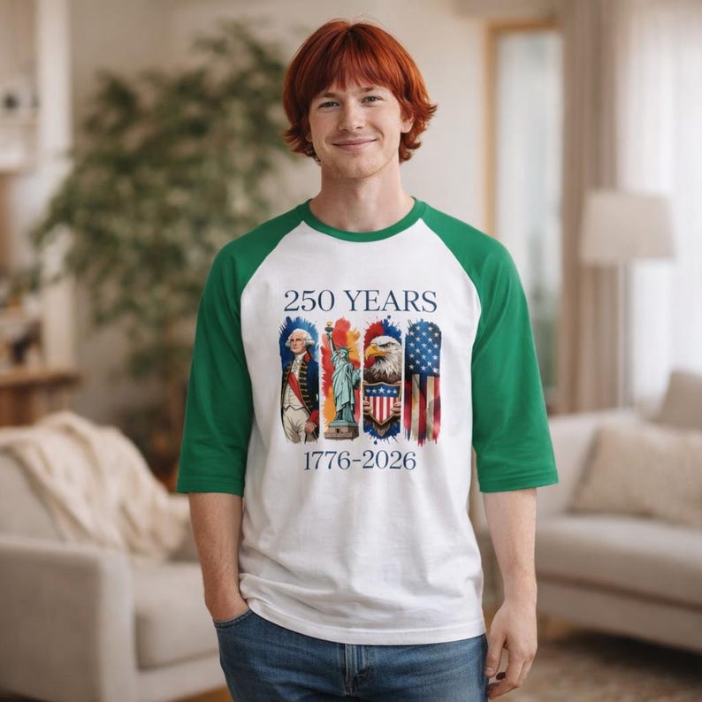 250 años 1776-2026 Camiseta raglán con motivos nativos americanos y bandera / Bicentenario Americana imagen 3