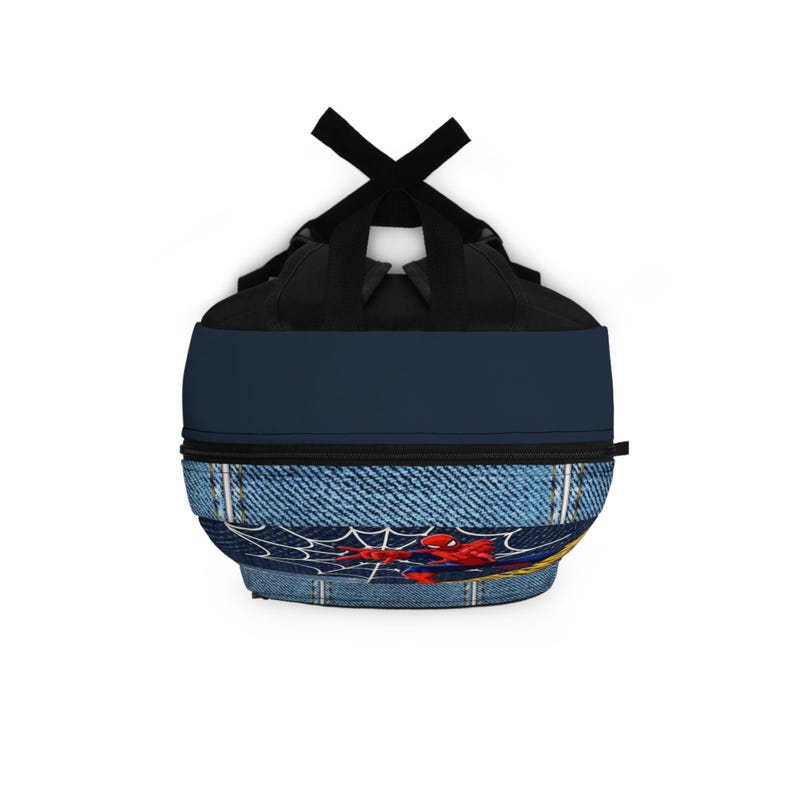 Spider-Man Webs backpack | Personalized name patch, Kids denim superhero bag image 4