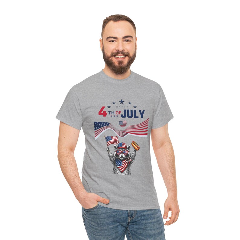 USA 250 Years Patriotic Raccoon 4th of July Tee | American Flag, Fireworks image 16