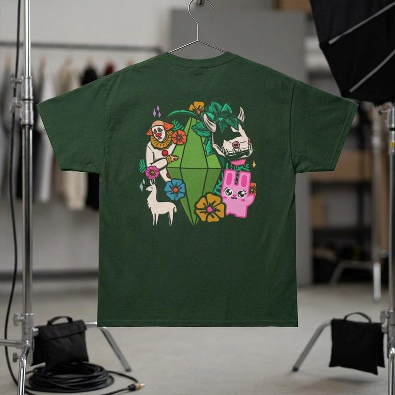 Camiseta de Plumbob de Los Sims / Criaturas Fantásticas, Diseño Floral, Camiseta para Videojuegos imagen 5