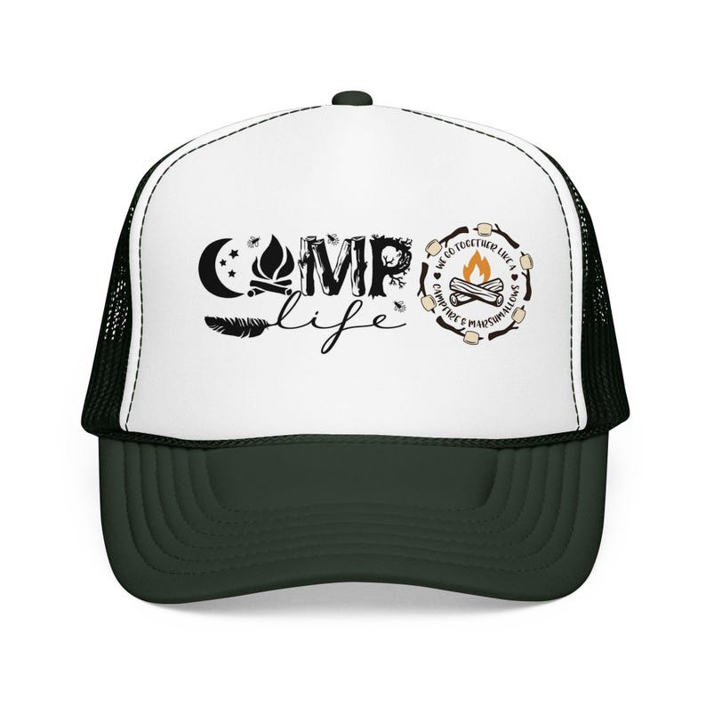 Camp Life Foam Trucker Hat | Camping Logo Mesh Cap image 7