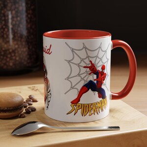 Caneca personalizada com o nome do Homem-Aranha, caneca decorativa para café (325ml, 445ml) | Ilustração de moletom do Homem-Aranha imagem 17