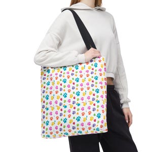 Colorful Paw Print Tote Bag | Playful Pet Lover Accessory image 15