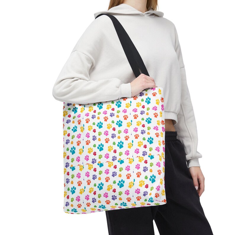 Colorful Paw Print Tote Bag | Playful Pet Lover Accessory image 15