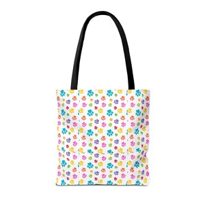 Colorful Paw Print Tote Bag | Playful Pet Lover Accessory image 2