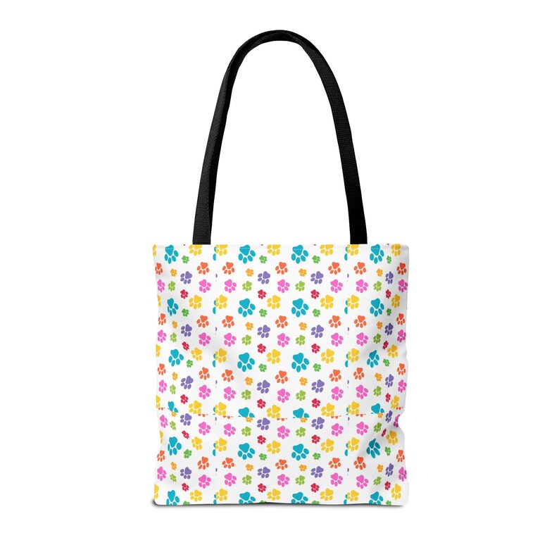 Colorful Paw Print Tote Bag | Playful Pet Lover Accessory image 2