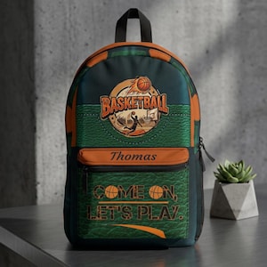 Basketball Backpack - 'Come On, Let's Play' Personalized Sports School Bag image 2