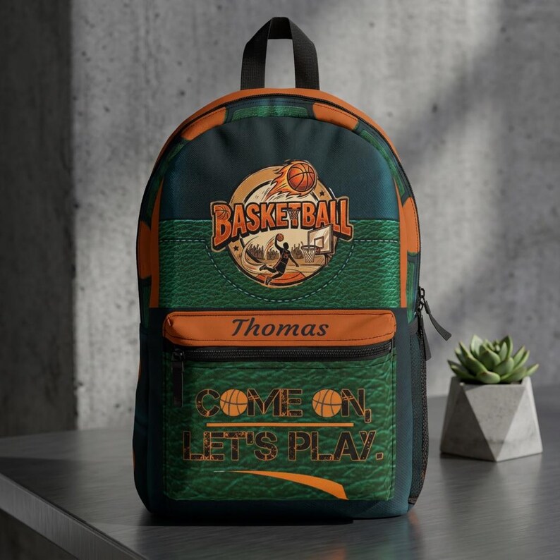 Basketball Backpack - 'Come On, Let's Play' Personalized Sports School Bag image 2