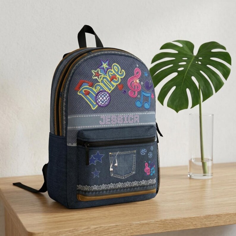 Personalisierter Tanz-Jeansrucksack | Bestickter Kinderrucksack mit Namen Bild 5
