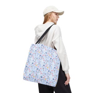 Pastel Floral Pattern Tote Bag | Small Flowers Allover Print image 10