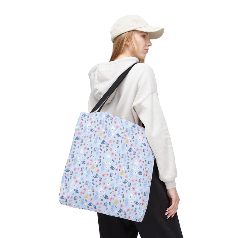 Pastel Floral Pattern Tote Bag | Small Flowers Allover Print image 10