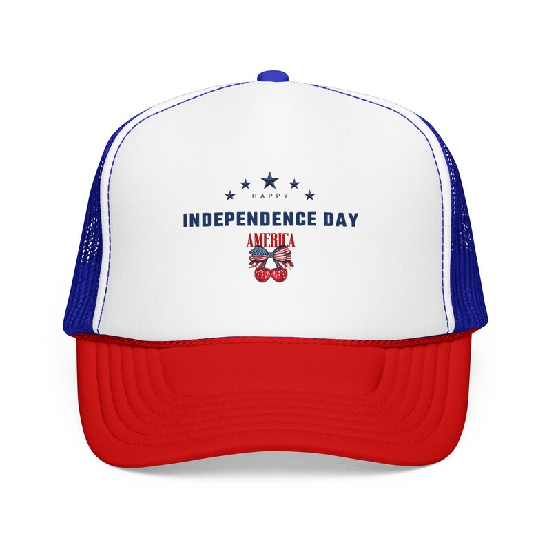 Independence Day America Skull Foam Trucker Hat | 4th of July Patriotic Stars image 7