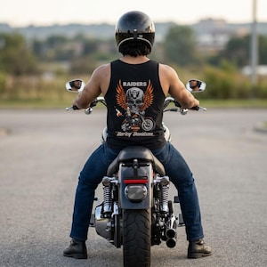Unisex Harley Davidson fans Tank,Raiders Skull with Wings Motorcycle | Biker Racing Tank Top image 4