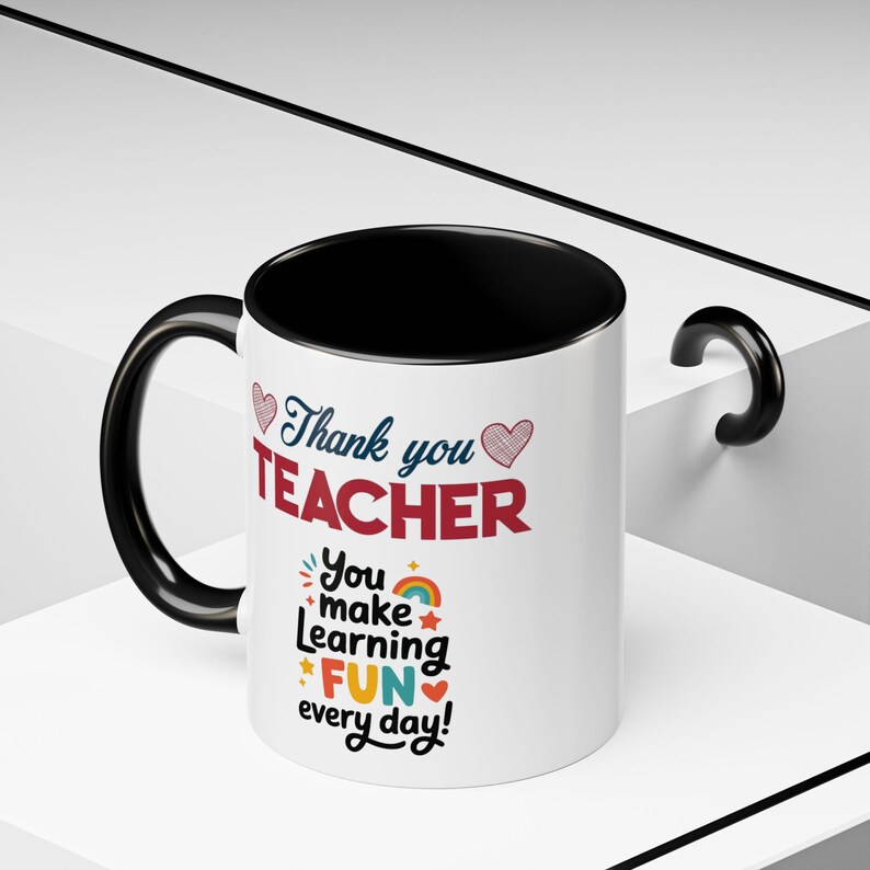 Thank You Teacher Mug | You Make Learning Fun Every Day Accent Coffee Cup image 14