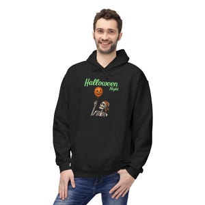 Sweat à capuche squelette citrouille d'Halloween | Motif couple fantôme et sourires au clair de lune image 7