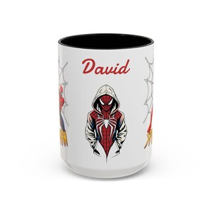 Caneca personalizada com o nome do Homem-Aranha, caneca decorativa para café (325ml, 445ml) | Ilustração de moletom do Homem-Aranha imagem 14