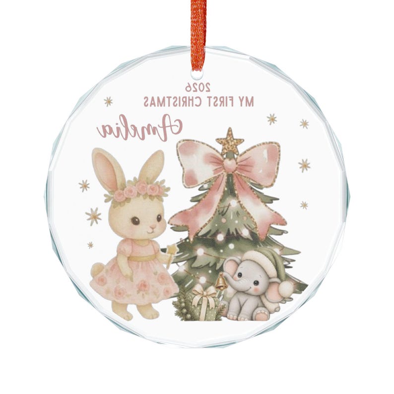 My First Christmas Bunny & Elephant Crystal Ornament | Adorable Holiday Decor image 5