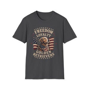 Freedom Loyalty Golden Retriever T-Shirt | American Flag Dog Tee image 4