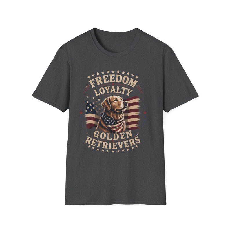 Freedom Loyalty Golden Retriever T-Shirt | American Flag Dog Tee image 4