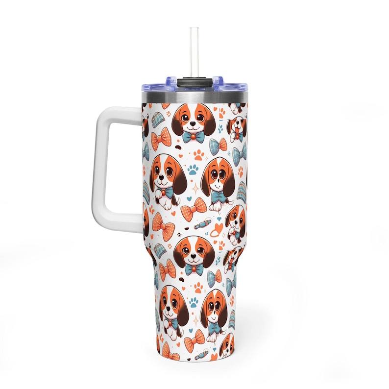Beagle-Gesicht-Trinkbecher | 1,2-Liter-Edelstahl-Reisebecher mit Henkel Bild 1