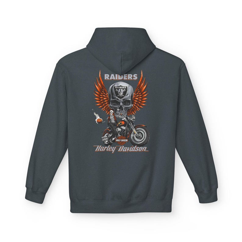 Harley Davidson fans Hoodie, motorcycle riders, vintage style | Biker Skull Floral Chest Graphic image 15