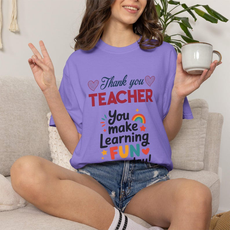Teacher Appreciation T-Shirt | You Make Learning Fun, Garment-Dyed Cotton Tee image 5