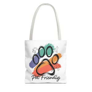 Colorful Paw Print Pet Friendly Tote Bag | Animal Lover Tote image 12