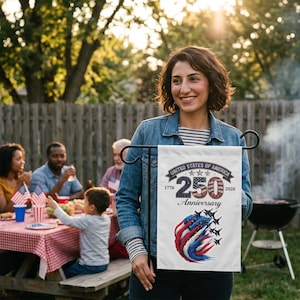 United States 250th Anniversary Garden Banner | Patriotic USA Flag Jets image 4