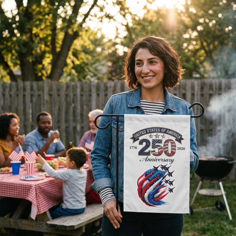 United States 250th Anniversary Garden Banner | Patriotic USA Flag Jets image 4