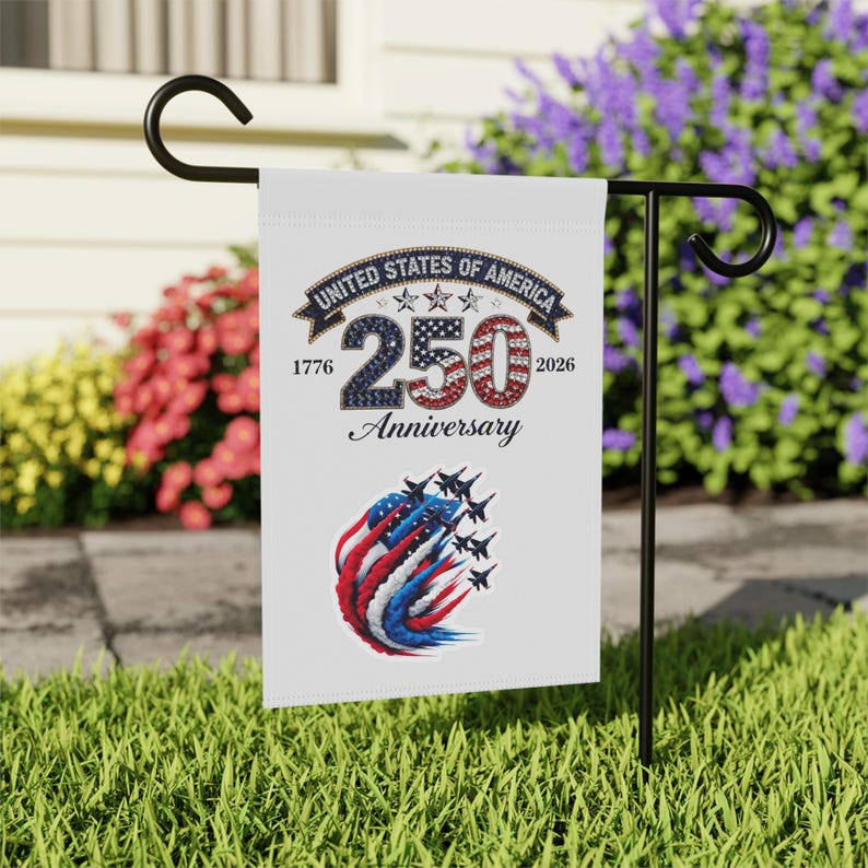 United States 250th Anniversary Garden Banner | Patriotic USA Flag Jets image 6
