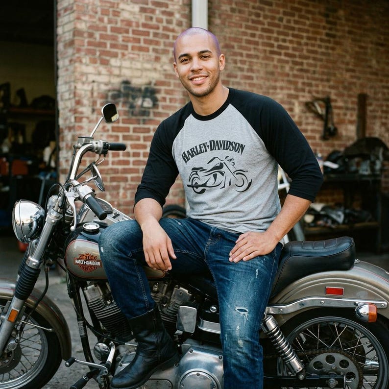 Harley-Davidson Funs Motorcycle Raglan Shirt | Vintage Bike Tee image 2