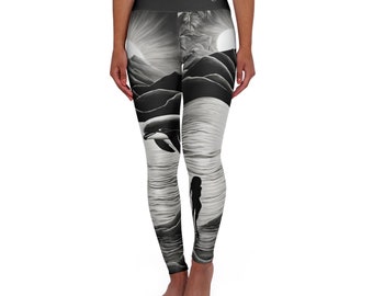 Black High Waisted Yoga Leggings (AOP)