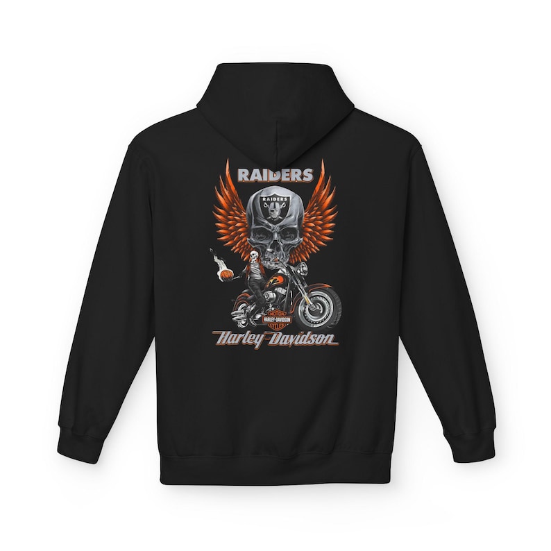 Harley Davidson fans Hoodie, motorcycle riders, vintage style | Biker Skull Floral Chest Graphic image 5