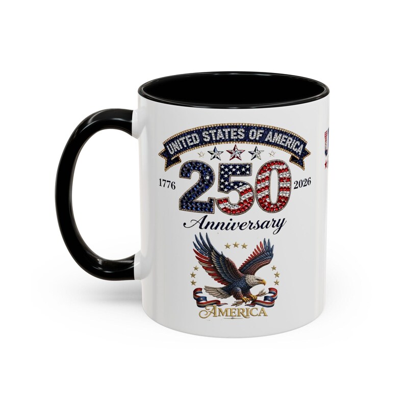 USA 250th Anniversary Eagle Coffee Mug | Patriotic 11oz 15oz Accent Mug image 3