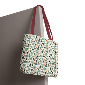 Tropical Toucan Leaves Tote Bag, All-Over Print Canvas Shoulder Bag image 14