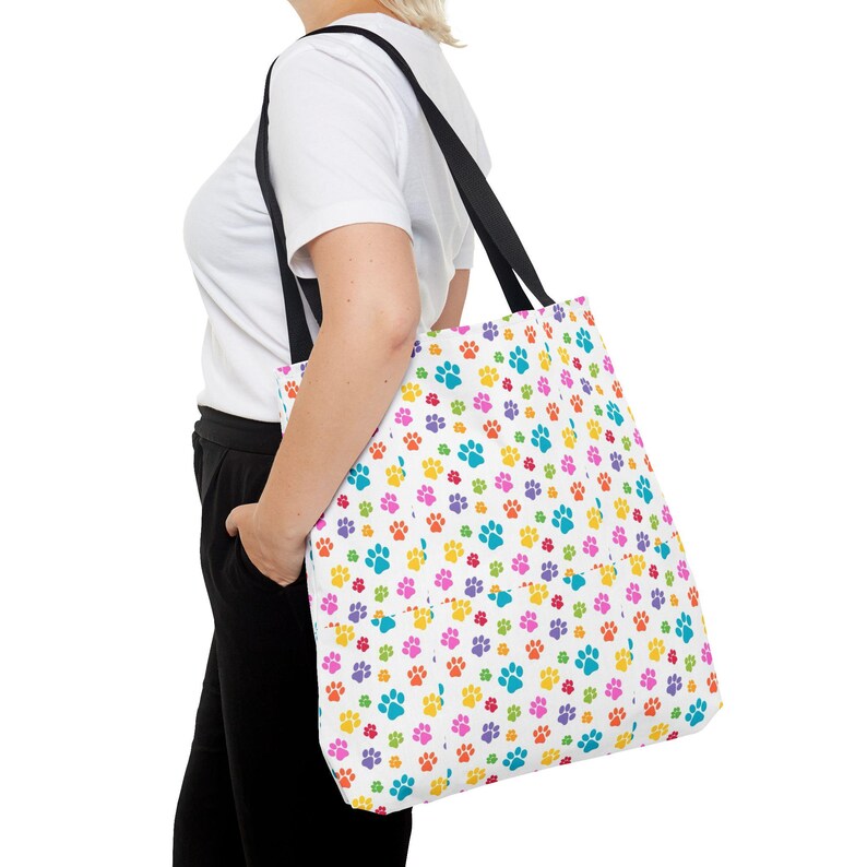 Colorful Paw Print Tote Bag | Playful Pet Lover Accessory image 12