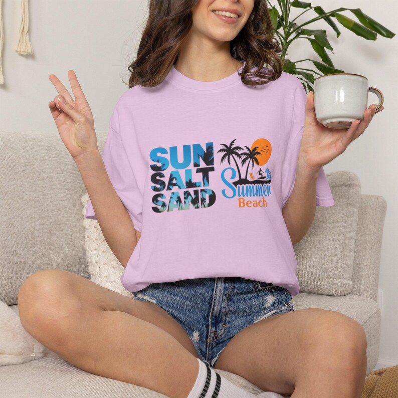 Sun Salt Sand Summer Beach T-shirt | Beach Days Graphic Tee image 17