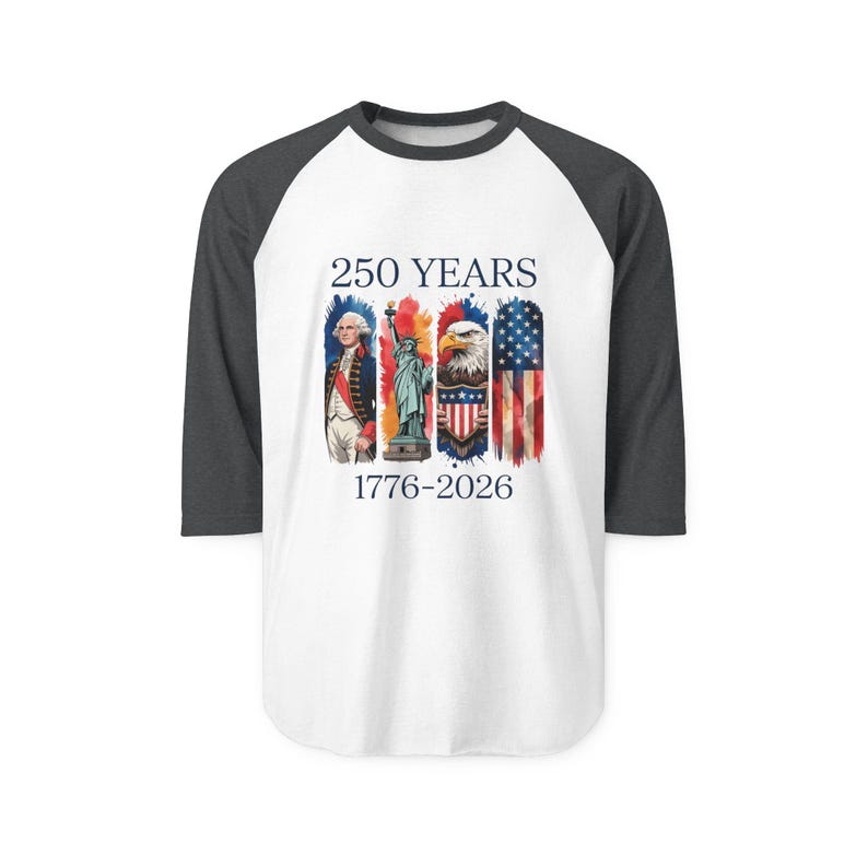 250 años 1776-2026 Camiseta raglán con motivos nativos americanos y bandera / Bicentenario Americana imagen 7