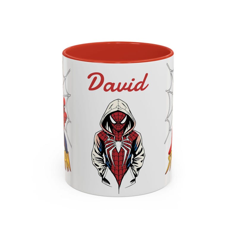 Caneca personalizada com o nome do Homem-Aranha, caneca decorativa para café (325ml, 445ml) | Ilustração de moletom do Homem-Aranha imagem 2