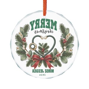 Merry Christmas Nurse Ornament | Custom Crystal Glass Keepsake image 5