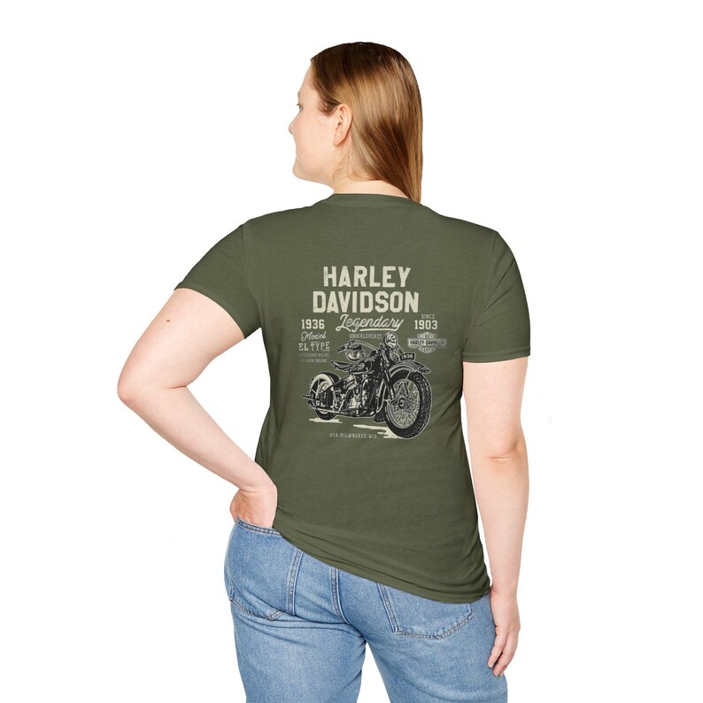 Harley Davidson Script Logo T-Shirt | Motorcycle Retro Tee image 10