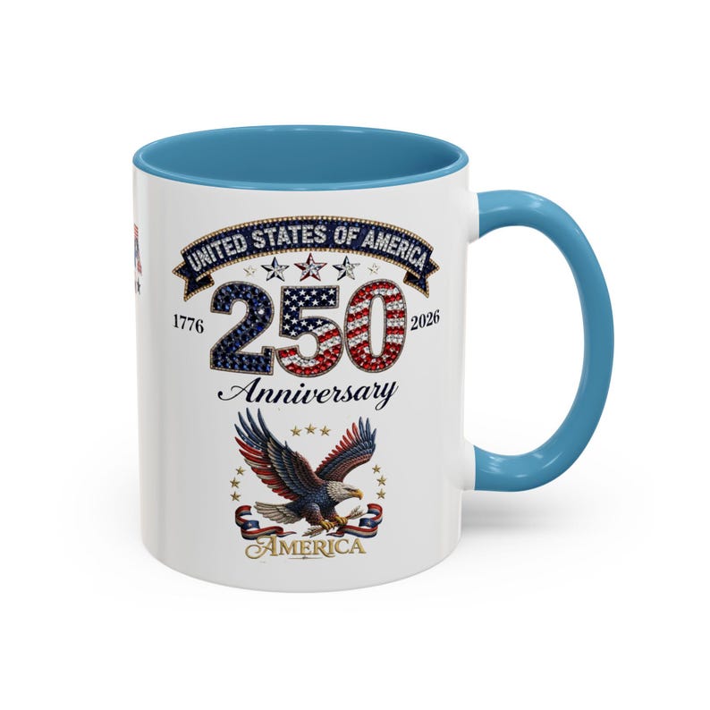 USA 250th Anniversary Eagle Coffee Mug | Patriotic 11oz 15oz Accent Mug image 15