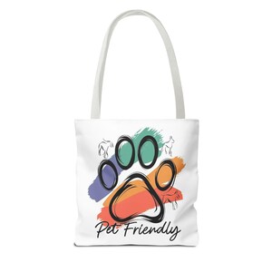 Colorful Paw Print Pet Friendly Tote Bag | Animal Lover Tote image 13