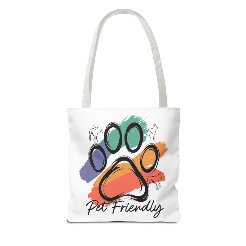 Colorful Paw Print Pet Friendly Tote Bag | Animal Lover Tote image 13
