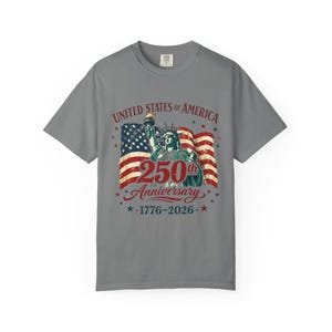 250th Anniversary Statue of Liberty American Flag T-shirt | July 4th Celebration image 6