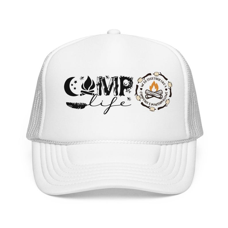 Camp Life Foam Trucker Hat | Camping Logo Mesh Cap image 17