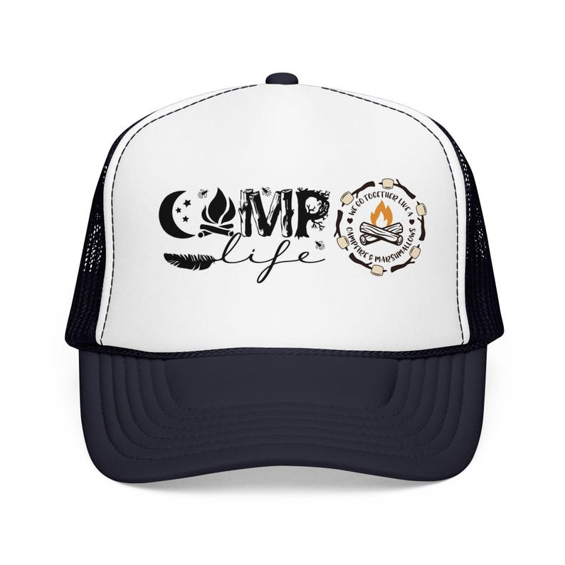 Camp Life Foam Trucker Hat | Camping Logo Mesh Cap image 14