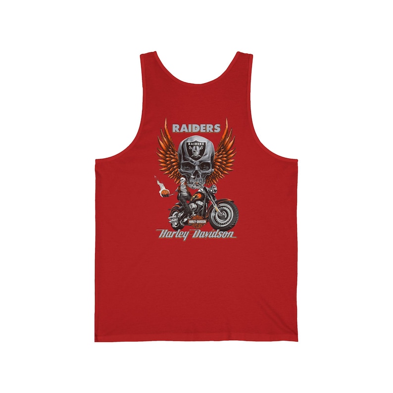 Unisex Harley Davidson fans Tank,Raiders Skull with Wings Motorcycle | Biker Racing Tank Top image 17